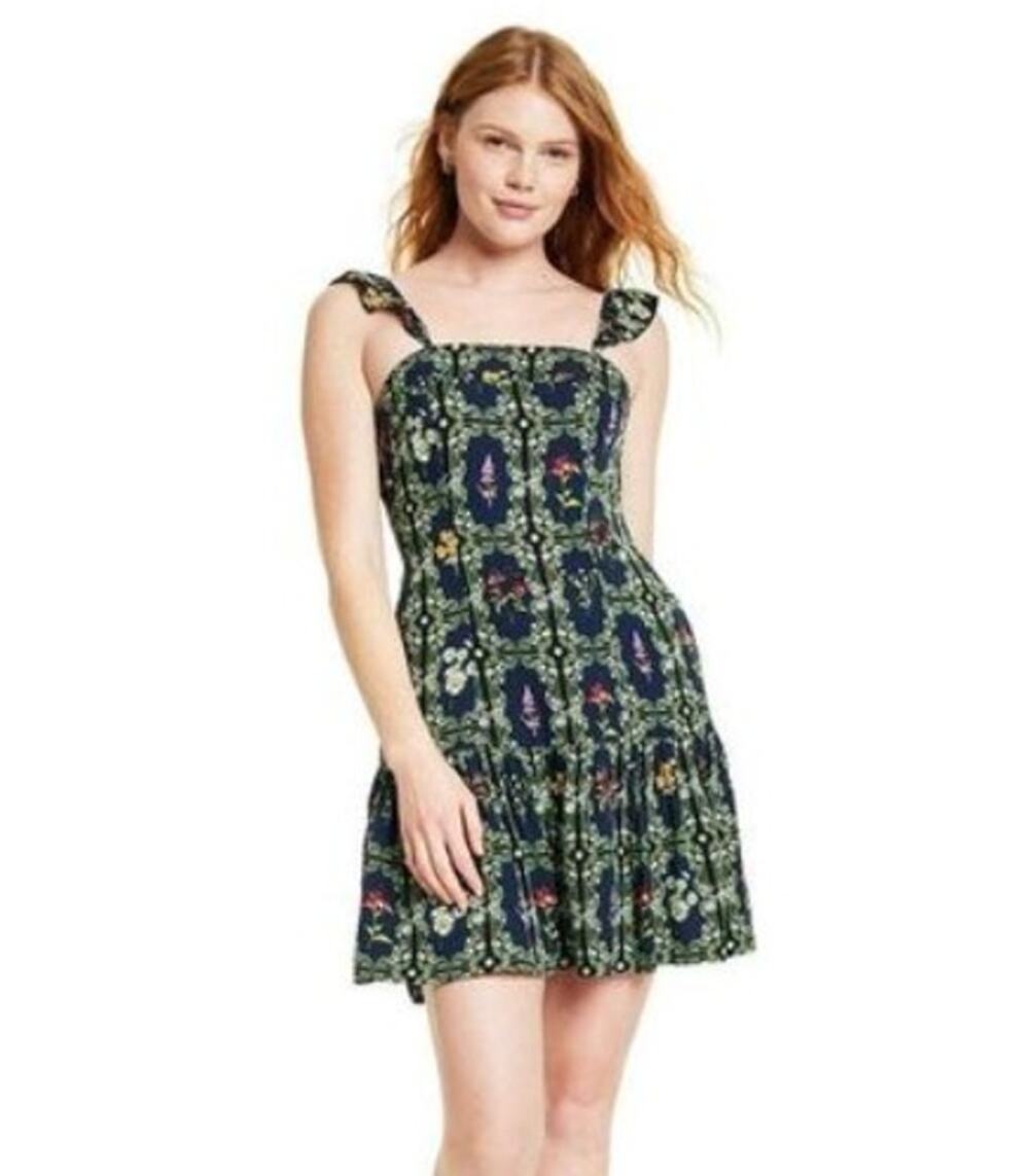 Agua Bendita x Target NWT Floral Tile Print Flutter Sleeve Mini Dress Size XL